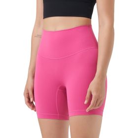 Women\'s High Waist Biker Shorts Tummy Control Pants Athletic Leggings Spandex Booty Shorts with 6.3In Inseam No Front Seam for Workout Yoga Running V (Option: BikerShorts PinkL)
