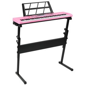 61 Keys Digital Music Electronic Keyboard Electric Musical Piano Instrument Kids Learning Keyboard w/ Stand Microphone For Beginners (Option: MusicKeyboard Pink)